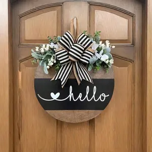 Butterfly decorations, artificial flower hanging wooden crafts, welcome door signs, decorative door signs