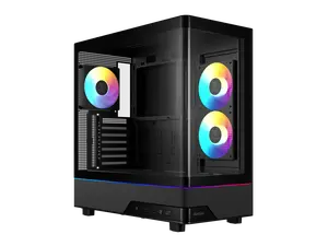 GAMDIAS Atlas M5 CG ATX Mid Tower PC Case, Curved Tempered Glass Panoramic Design, 3 Built-in ARGB PWM Fans, Type-C Ready, 425mm GPU Support, High Airflow Gaming Case