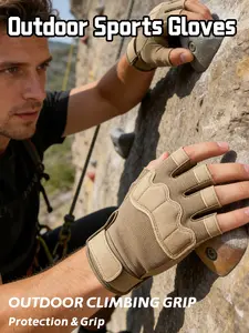Tactical Half Finger Gloves, Unisex Outdoor Cycling Hiking Essential, Anti-Slip Breathable, Velcro Design, Fitness Training, Spring Summer Sport, Workout Accessories