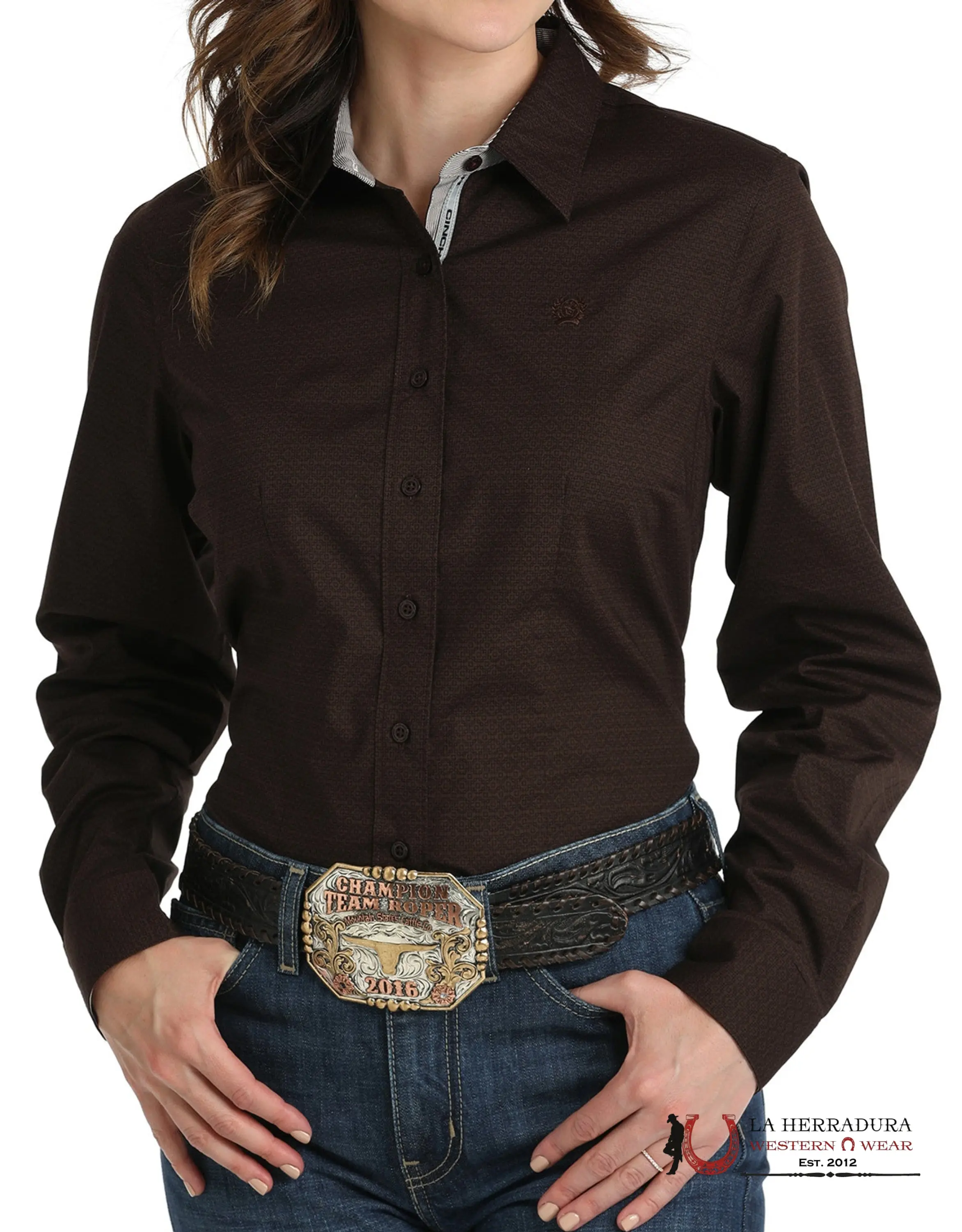 CINCH WOMENS LONG SLEEVE BROWN- MSW9165056