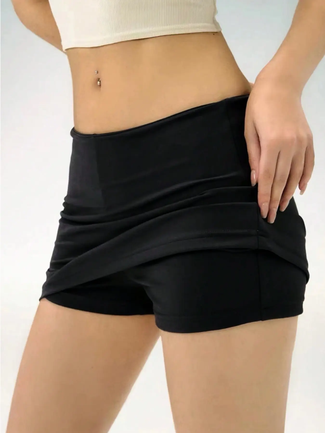 Women's Summer Solid Color Slim Fit Mini Skirt, Sexy Short Dress, Casual Daily Wear, Tennis Skirt, Athletic Skirts, Sport Skirt, Sporty Short Skirt, Workout Skirt with Built-in Shorts, Skirts with Shorts Underneath