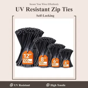 Zip Ties Assorted Sizes(4”+6”+8”+12”), 400 Pack, Black Cable Ties, UV Resistant Wire Ties