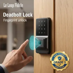 Le Loup Fidele 3 in 1 Electric Fingerprint Door Lock Password Smart Deadbolt Lock Convenient Door Locks For All Ages Under All Conditions Digital Locking With Key for Office House Apartment Hotel Doors Use