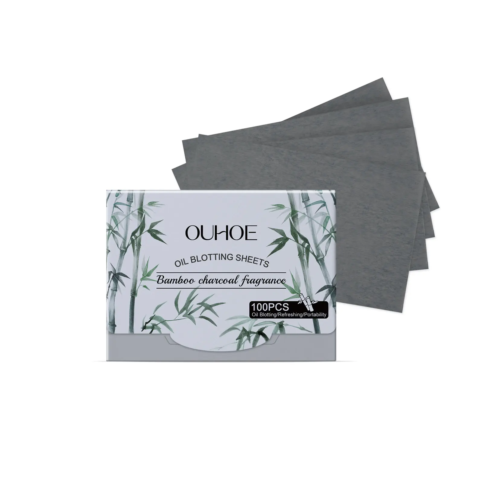 Bamboo Charcoal Oil Blotting Sheets - Portable Face Oil Absorbing Paper for Clean & Refreshed Skin, Makeup-Friendly Oil Control for Oily & Mixed Skin
