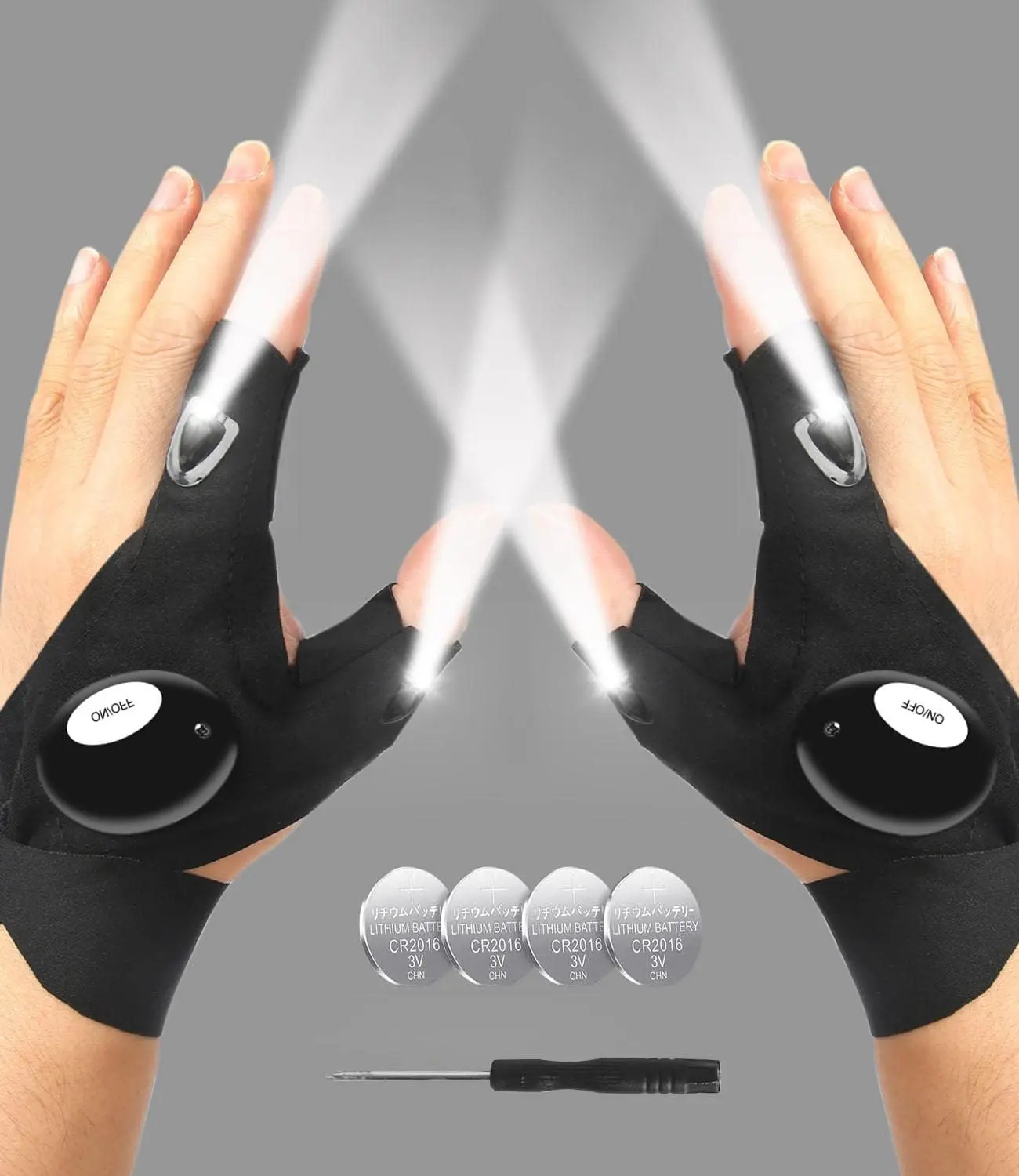 LED glove flashlight, luminous fishing gloves, emergency maintenance lighting gloves finger lights
