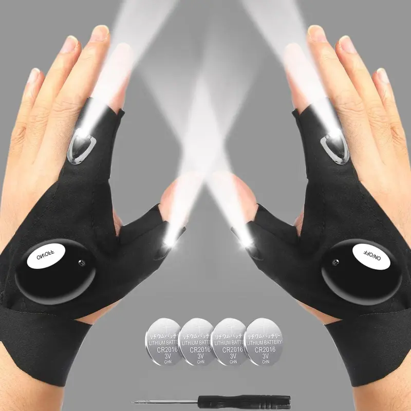 LED glove flashlight, luminous fishing gloves, emergency maintenance lighting gloves finger lights