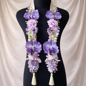 Custom Floral Graduation Stole, Personalized Lei Stole with Engraved Tag, Class of 2026 Graduation Gift, Flower Graduation Sash for Her