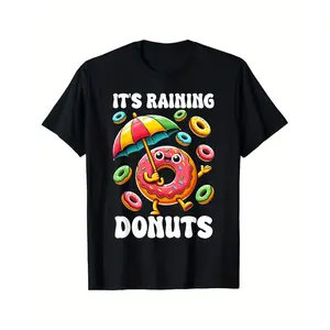 Summer 2026 Unisex Cotton T-Shirt with Sprinkle Donut Print Crafted from 180G Fabric