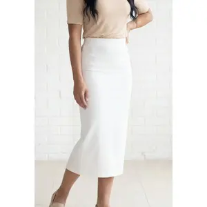 Modest 31" Relaxed Midi Skirt in White