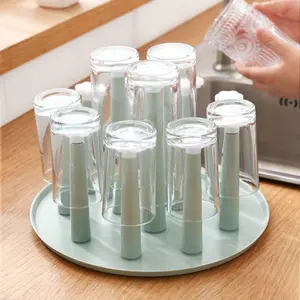 Glass Cup Drying Rack, 1 Count Detachable Glass Cup Holder with Tray, Multifunctional Bottle Storage Rack for Home Kitchen Bathroom