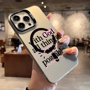 With God all things are possible Pattern Magnetic Phone Case for iPhone 15 16 14 Pro Max 13 12 11 XR XS Plus Shockproof Anti-Scratch Durable PC Back Protection Cover Cellphone Protective Casing
