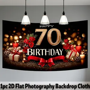 Elegant 70th Birthday Happy Birthday Theme Background Banner, Vinyl Material, Perfect for Party Backdrop, Photo Prop, Yard Decor