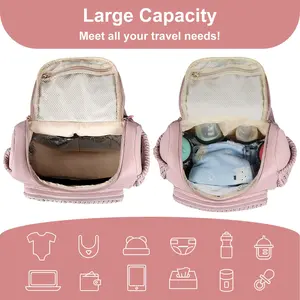 Pink Insulated Youngsters Diaper Backpack with Tassel Detail - Insulated Diaper Backpack - Lightweight, Large Capacity, 3-4 Hour Bottle Pockets, Stylish Woven Design for Moms on the Go
