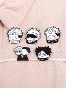 5pcs/set Cartoon Anime Jujutsu Kaisen Enamel Pins Durable Metal Pins Manga Animated Itadori Yuji Gojo Satoru Metal Brooches Lapel Backpack Badge Fashion Jewelry Accessories Gifts for Friends
