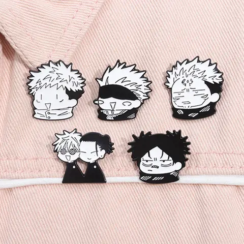 5pcs/set Cartoon Anime Jujutsu Kaisen Enamel Pins Durable Metal Pins Manga Animated Itadori Yuji Gojo Satoru Metal Brooches Alloy Brooch Pin Lapel Backpack Badge Fashion Jewelry Accessories Gifts for Friends