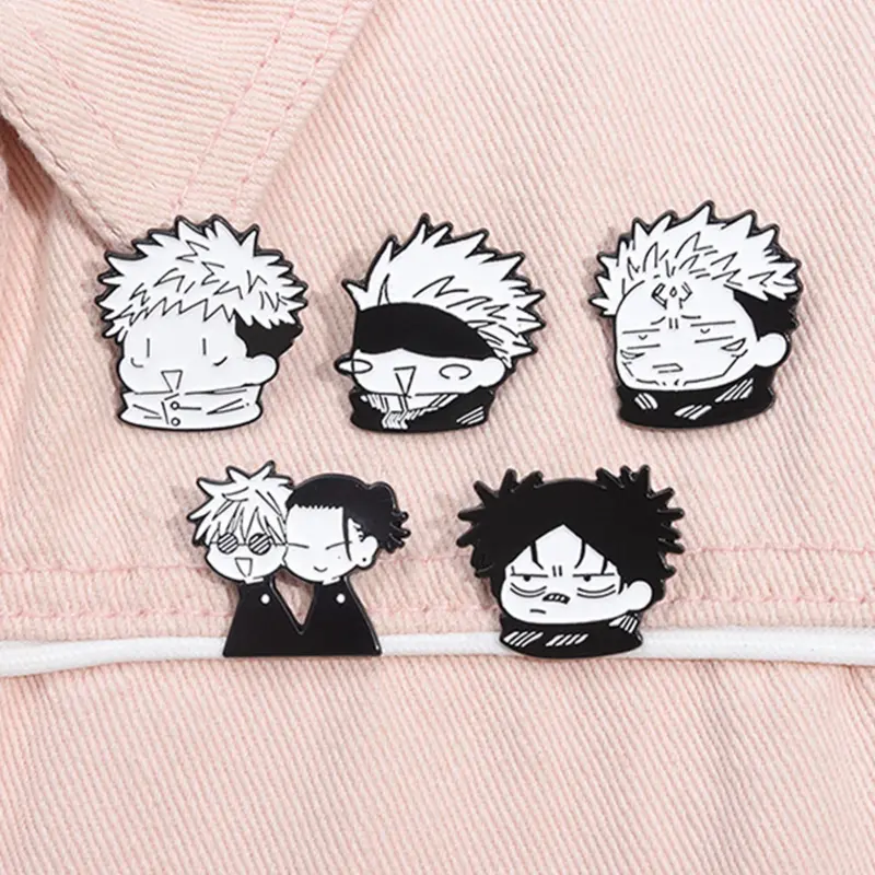 5pcs/set Cartoon Anime Jujutsu Kaisen Enamel Pins Durable Metal Pins Manga Animated Itadori Yuji Gojo Satoru Metal Brooches Alloy Brooch Pin Lapel Backpack Badge Fashion Jewelry Accessories Gifts for Friends