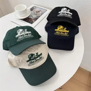 Vintage American Baseball Cap Embroidered Letter Adjustable Hat with Wide Brim Soft Crown Unisex Fit for Men Women Business Style chance  rapper  hat