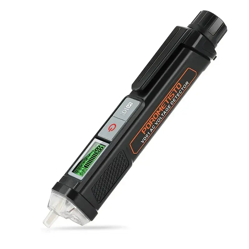 POROMETISTO VD01 Portable Non-Contact AC Voltage Tester Digital Multimeter - 12V/70V-1000V Dual Range, LCD Percentage & Bar Display, Live/Neutral Wire Identifier, Breakpoint Finder, IP66 Waterproof, Flashlight, Audible/Visual Alerts
