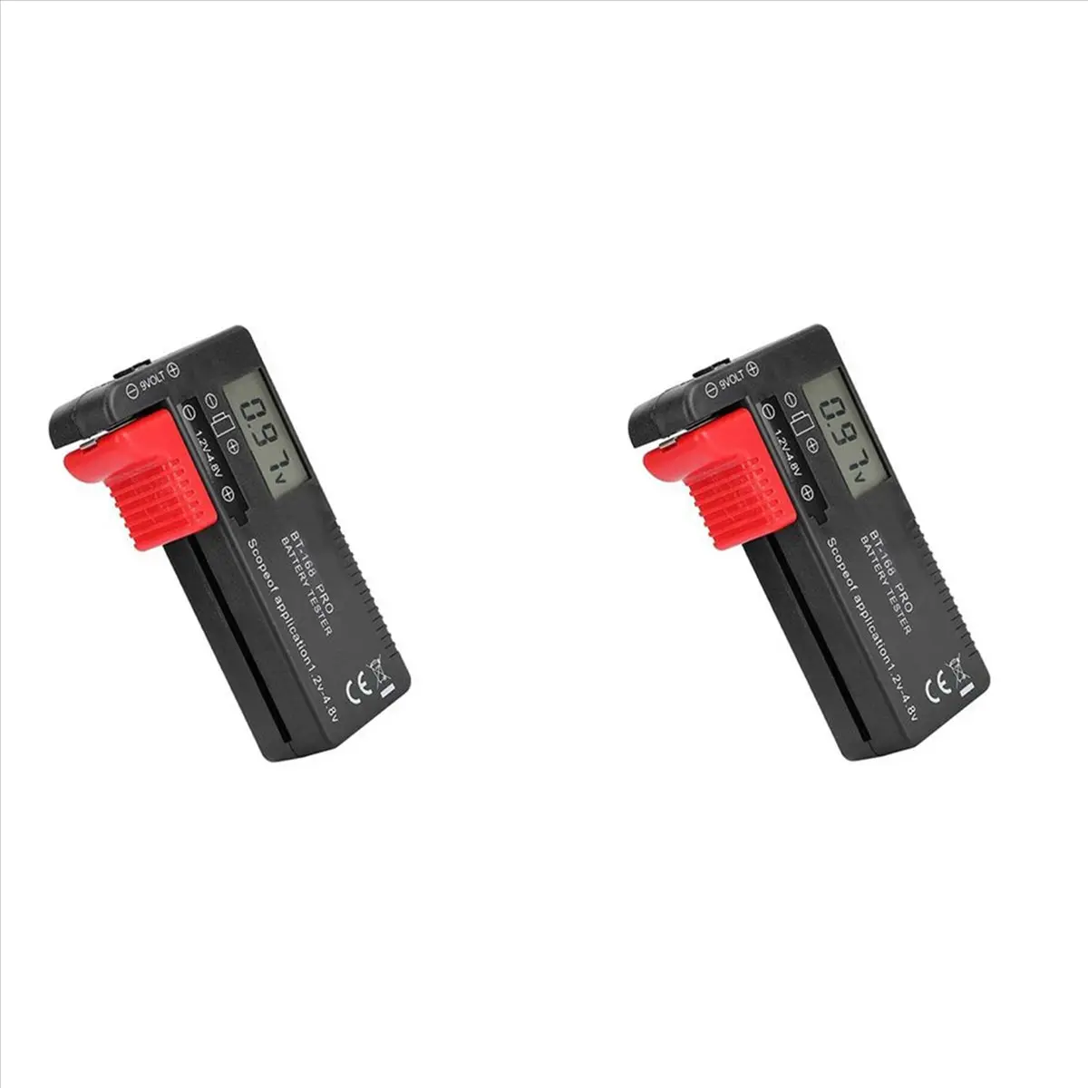 2X BT-168 PRO Digital Battery Capacity Tester, Plastic Portable Cell Voltage Tester for AA 1.5V, 9V Batteries