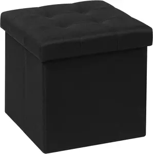 Storage Ottoman Cue, Storage Chest Folding Ottomans Footrest for Living Room Seat, 12.6"X12.6"X12.6" (Linen lack)