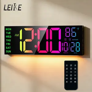 LEIKE 16.2" LED Digital Wall Clock with Remote Control, Dual Alarm, 8 RGB Colors, Auto DST, Temperature LEIKE 16.2" LED Digital Wall Clock with Remote Control, Dual Alarm, 8 RGB Colors, Auto DST, Temperature