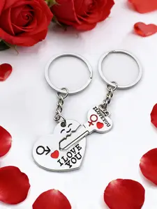 2pc Set Men Women Cute Heart Key Keychain Couple Key Ring Lovers Key Chain Jewelry Accessory Gift Trendy Cute Keychain