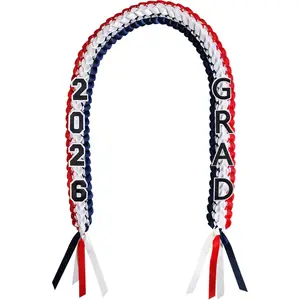 Graduation Leis 2026  Ribbon Leis for Graduation Class of 2026 Braided 48inch Graduation Necklace for High School,College Graduation Party Gifts,Navy Blue,White and Red
