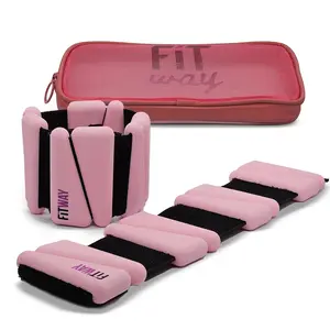 FITWAY | 1 pair 2 lbs | Adjustable Silicone ankle weights | - wrist weights - | ankle weights for women -ankle weights for men | 2lb ankle weights| Suitable for Yoga Dance Pilates | water-resistant silicone (pink)