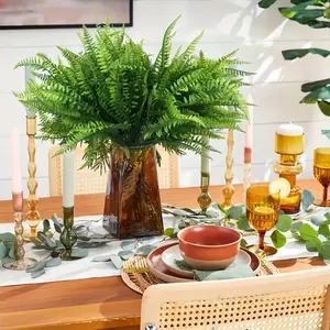 16 pcs artificial flowers of outdoor UV resistant fake plants, faux plastic greenery, used for garden decoration with green plants and shrubs, party banquet event, home garden wedding decor Decorative