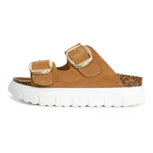 EVELLYHOOTD  Premium Leather Platform Sandals  Cork Footbed Women Footwear Wedge Chunky Sandals Womens sandals with Insole