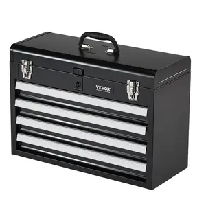 VEVOR Metal Tool Box,  , 20.5-inch, Portable Metal Tool Box with 4 Drawers, Small Tool Chest with EVA Liners, Ball Bearing Slide Drawers Locking & Powder Coated Finish, Multi-Function Tool Organizer