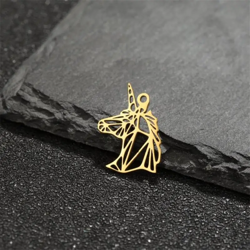 5pcs/lot Vintage Stainless Steel Unicorn Charm for Women Hollow Animal DIY Jewelry Making Necklace Bracelet Accessories