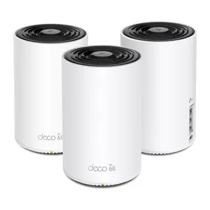 TP-Link Deco XE75 (3-pack)  AXE5400 Tri-Band WiFi 6E Mesh System – 7200 Sq.Ft Coverage, AI-Driven Mesh, 6GHz Band, Engadget Rated Best Mesh for Most People, Replaces WiFi Router and Extender