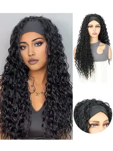 Women's Small Curl Headband Wig Cap, Synthetic Curly Wigs, Suitable for Women, Wave Style No Lace Explosion Hair Cover, Design, Soft Synthetic Hair
