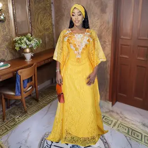 Elegant African Dresses for Women Muslim Fashion Boubou Abayas Robe Dashiki Ankara Lace Outfits Evening Gown Kaftan Maxi Dress