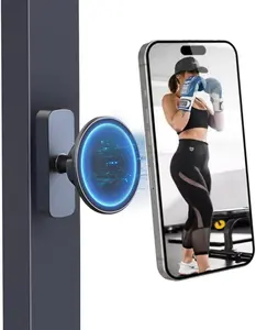 Dual Magnetic Phone Holder for Gym,360°Adjustable Gym Phone Holder Magnet,Strong Magnetic Phone Mount for All Phones,Attaches to Metal Surfaces,Workout Essentials Gym Accessories for Men Women