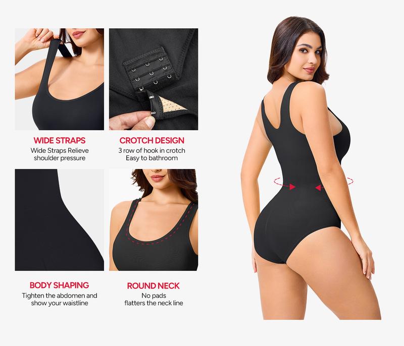 [MAX] Nebility Women's Clothing Minimalist Seamless Crewneck bodysuits shapewear, Basic Comfortable Womenswear Outdoorfun Fit bodysuits women Curve Hugging Compression TikTokShopBlackFriday Beige