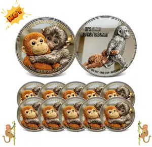 Emotional Support Monkey 3D Coin Punch Monkey Challenge Coin It's Okay to Not Be Okay Token Inspirational Punch Monkey Pocket Coin Gift for Mental Friendship Anxiety Comfort Diy Toys