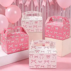 12Pcs Bow Handheld Gift Boxes, Baby Shower Party Candy Containers, Wedding Favor Boxes, Sweet Treat Storage, Reusable Packaging, Beautiful Gift Box