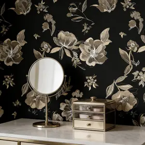 Rose Background Self-Adhesive Wallpaper Roll, Vintage Floral Design, Cream Peach Roses, Washable Seamless Decorative Sticker