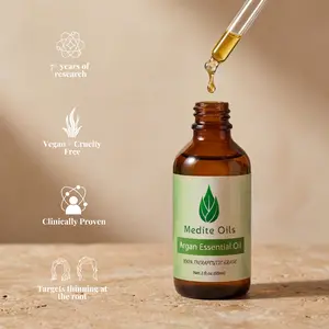 Argan Oil for Hair | SOLIS by Medíté | 100% Pure Moroccan Argan Hair Oil | Deep Moisture & Shine Treatment for Dry, Brittle Hair | Reduces Frizz & Breakage | 60ml