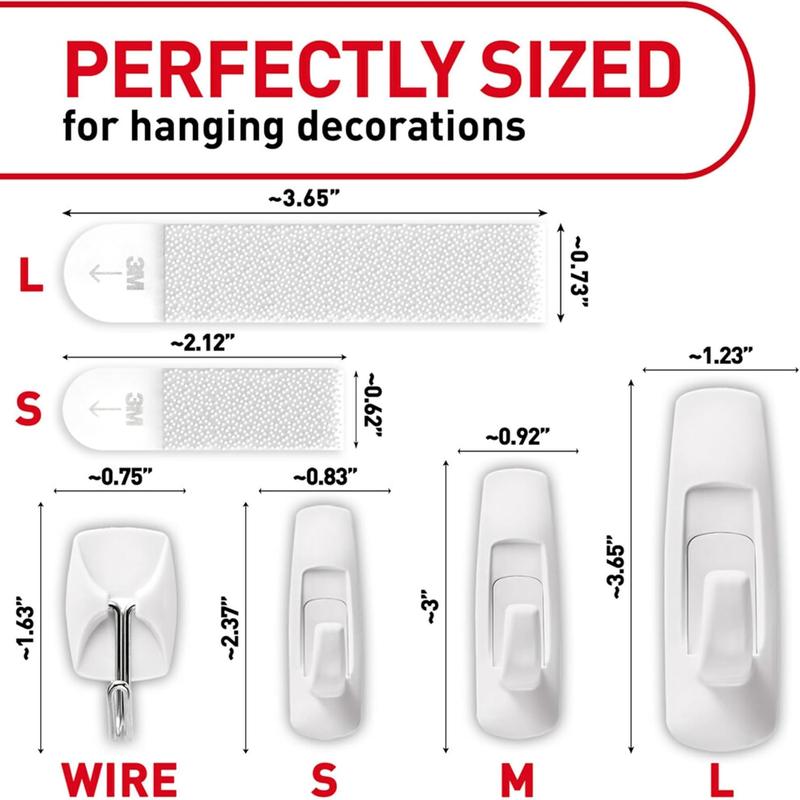 Command Variety Pack, Including 10 Pairs of Picture Hanging Strips, 6 Wire Hooks and 8 Utility Hooks for Hanging Christmas Decorations, Damage Free Hanging up to 19 Items with Command Strips, 1 Kit 3M