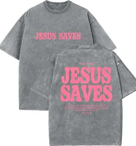 Jesus Saves Unisex Washed T-Shirt, Christian t shirts, Vintage 90s Graphic Tee, Gift Top Womenswear Cotton