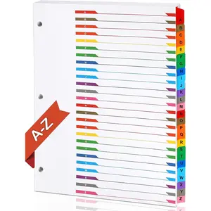 Alphabet Binder Dividers for 3 Ring Binder,  A-Z Dividers for 3 Ring Binder, Multicolor A-Z Binder Dividers with Customizable Table of Contents Page, ABC Alphabet Tabs for School Office