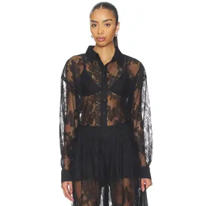 Bardot Aleida Oversized Lace Shirt in Black