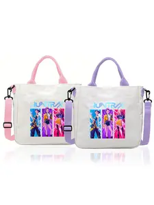 Women's Fashion Kpop Demon Hunter Canvas Square Bag, Multifunctional Shoulder Crossbody Bag, Cute Storage Bag, Perfect Gift Choice, Fashionable Crossbody Bag