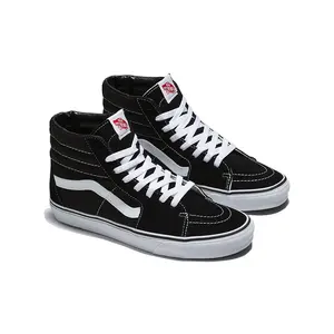 VANS SK8-Hi Black/White Men's High-Top Closed Casual Trainer Shoe, Lace-Up Closure, Round Toe, All-Seasons Durable Suede Canvas Upper, Reinforced Toe Caps, Rubber Sole Walking Footwear