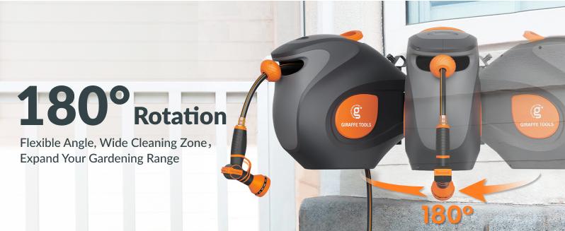 Giraffe Tools Retractable Garden Hose Reel 100FT Garden Water Hose Reel, Automatic Rewind System, 3-layer-hybrid hose, Lock at any lenghth Tangle-Free Kink-Free, 9-Pattern Nozzle, 180° Swivel Bracket Wall-Mounted Giraffe Tools Retractable Garden Hose Reel 100FT Garden Water Hose Reel, Automatic Rewind System, 3-layer-hybrid hose, Lock at any lenghth Tangle-Free Kink-Free, 9-Pattern Nozzle, 180° Swivel Bracket Wall-Mounted