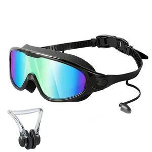 Swimming Goggles，Anti-fog & Anti-uv Swimming Goggles with Ear Plugs, Swim Glasses for Men Women Youth, Goggles for Outdoor Swimming, Water Sports Equipment, Swim Kit, Outdoor Funny Gift Waterproof Earplugs