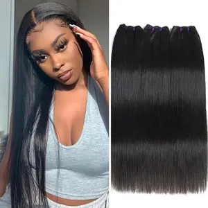 Karlami Straight Bundles Human Hair 14-30Inch 100% Unprocessed Brazilian Virgin Hair Body Weave Bundle Human Hair Loose Deep Bundles Real Natural Black Human Hair Extensions
